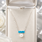 Elegant Silver Turquoise Pearl Pendant Necklace