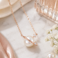 Elegant Rose Gold Pearl Planet Pendant Necklace