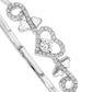 Silver Heart Swirl Zircon Bangle for Women