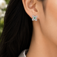 Floral Earrings with Green Stone