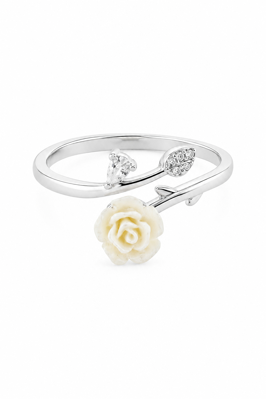 Rose & Leaf Open Ring