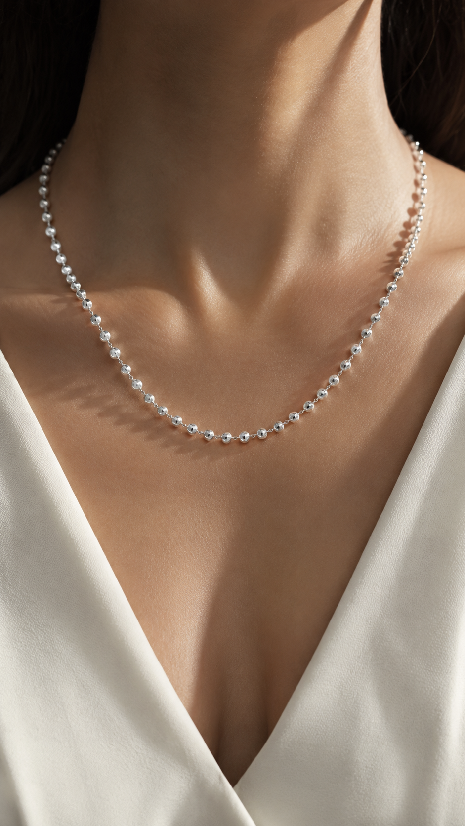 Silver Ribbed Ball Bead Chain