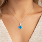 925 Silver Blue Topaz Halo Pendant Necklace for Women – Sparkling CZ Diamond Chain Design