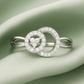 Elegant Interlocking Double Circle Zircon Ring for Women 925 Silver Finish Stylish Daily and Party Wear Finger Ring