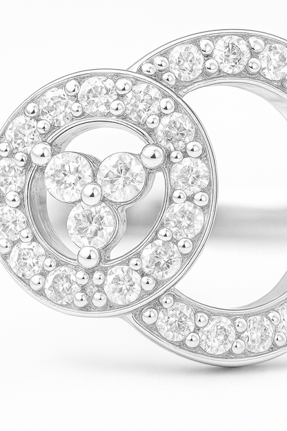 Elegant Interlocking Double Circle Zircon Ring for Women 925 Silver Finish Stylish Daily and Party Wear Finger Ring