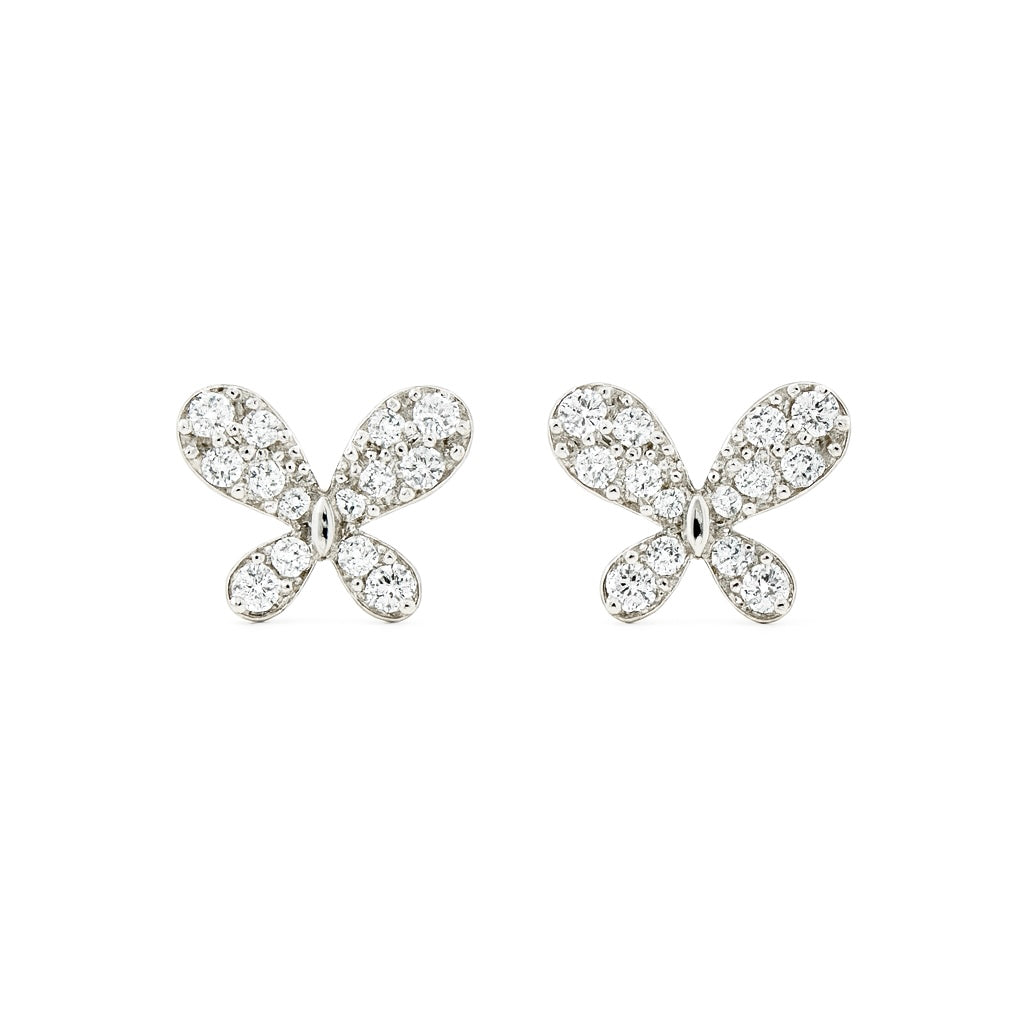 Elegant Butterfly CZ Stud Earrings for Women | Sparkling Silver-Tone Daily Wear
