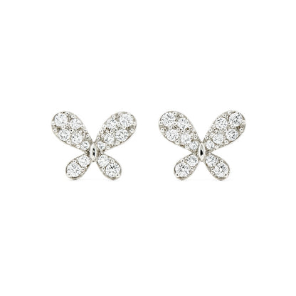 Elegant Butterfly CZ Stud Earrings for Women | Sparkling Silver-Tone Daily Wear