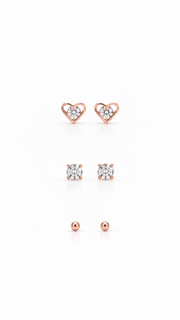Heart, Solitair Ball Earrings Set - Aaryahi Silver jewellery product photo