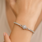 Silver Halo Solitaire Zircon Bangle for Women