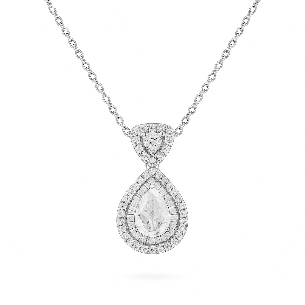 Rose Gold Plated Teardrop Pendant Necklace for Women – Luxury CZ Diamond Design