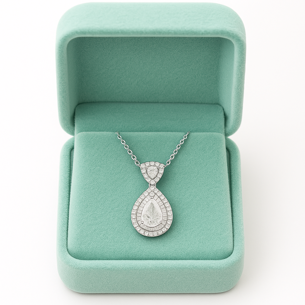 Rose Gold Plated Teardrop Pendant Necklace for Women – Luxury CZ Diamond Design