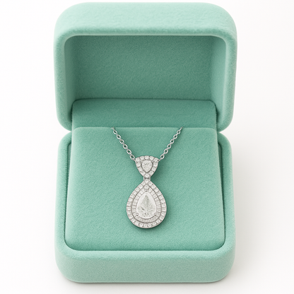 Rose Gold Plated Teardrop Pendant Necklace for Women – Luxury CZ Diamond Design