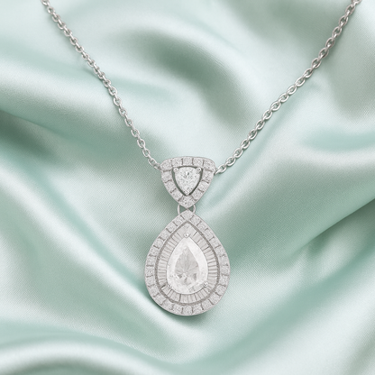 Rose Gold Plated Teardrop Pendant Necklace for Women – Luxury CZ Diamond Design