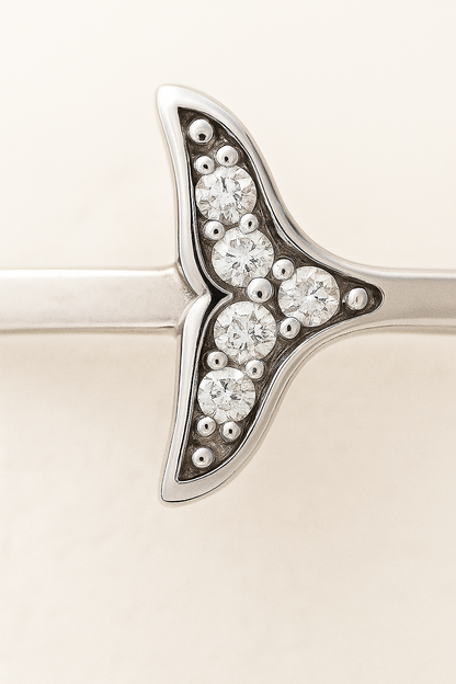 Whale Tail Zircon Ring for Women 925 Silver Finish Elegant Minimal Adjustable Finger Ring