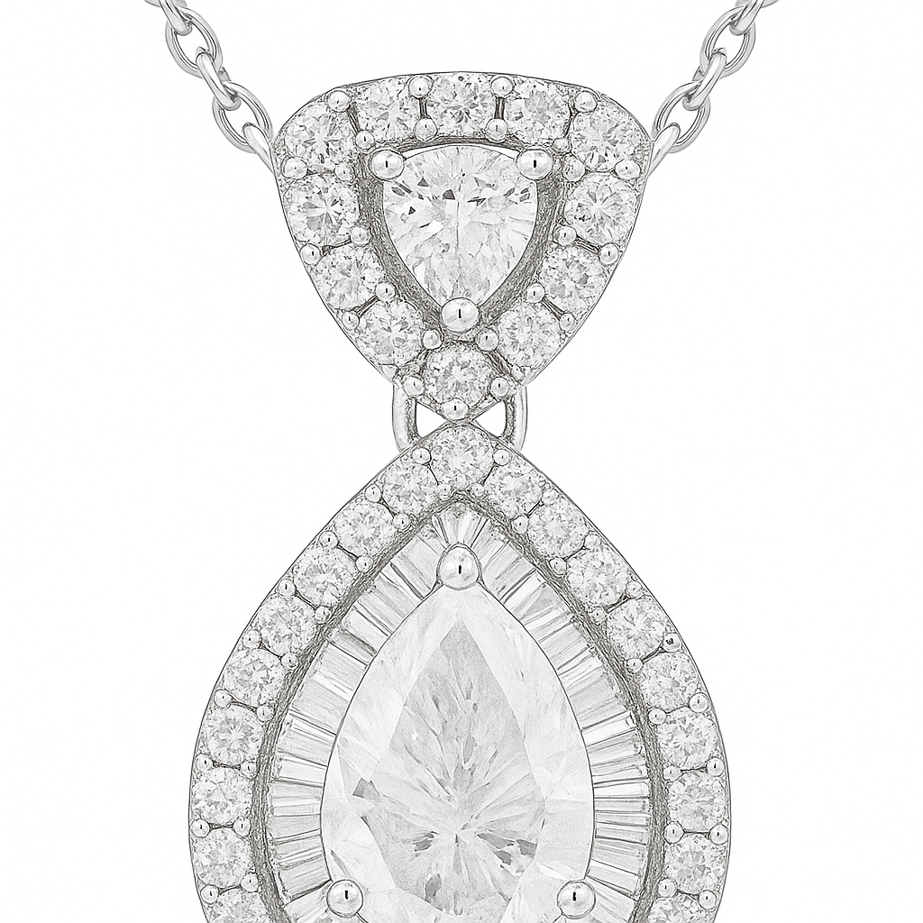 Rose Gold Plated Teardrop Pendant Necklace for Women – Luxury CZ Diamond Design