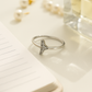Whale Tail Zircon Ring for Women 925 Silver Finish Elegant Minimal Adjustable Finger Ring
