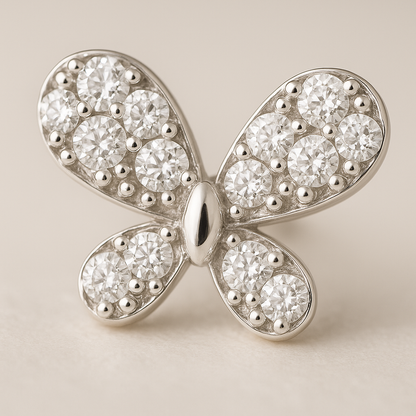 Elegant Butterfly CZ Stud Earrings for Women | Sparkling Silver-Tone Daily Wear
