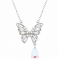 Elegant Silver Butterfly Opal Drop Pendant Necklace
