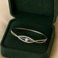 Silver Twisted Solitaire Zircon Bangle for Women