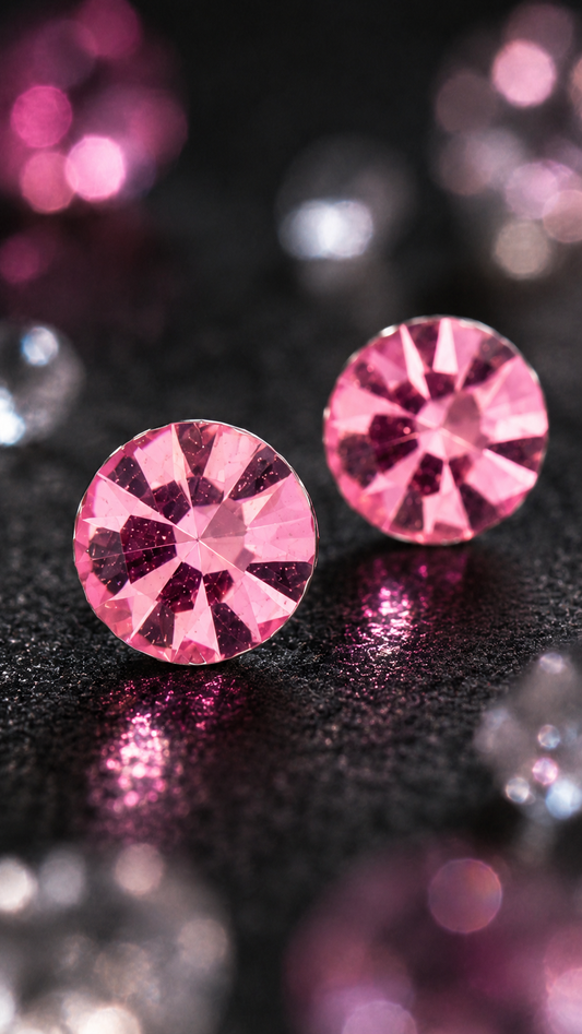 Pink Round Solitaire Earrings