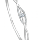 Silver Twisted Solitaire Zircon Bangle for Women