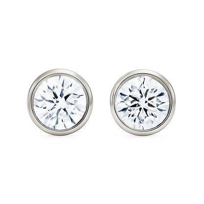 Silver Plated Round Solitaire Stud Earrings for Women – Elegant CZ Crystal Design