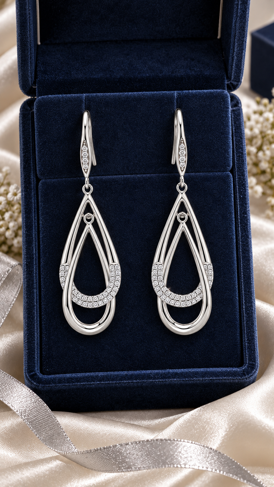 Silver Teardrop Dangle Earrings