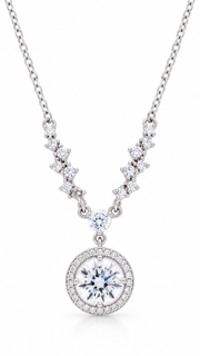 CZ Halo Round Pendant Necklace - Aaryahi Silver jewellery product photo