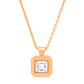 Rose Gold Plated Square Pendant Necklace for Women – Elegant Geometric Design with CZ Stone