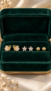 Butterfly, Star & Ball Earrings Set - Aaryahi Silver jewellery product photo