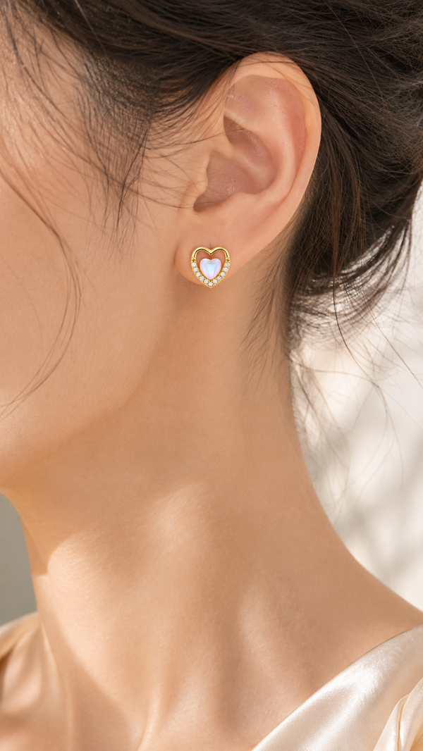 Iridescent Heart Earrings - Aaryahi Silver jewellery product photo