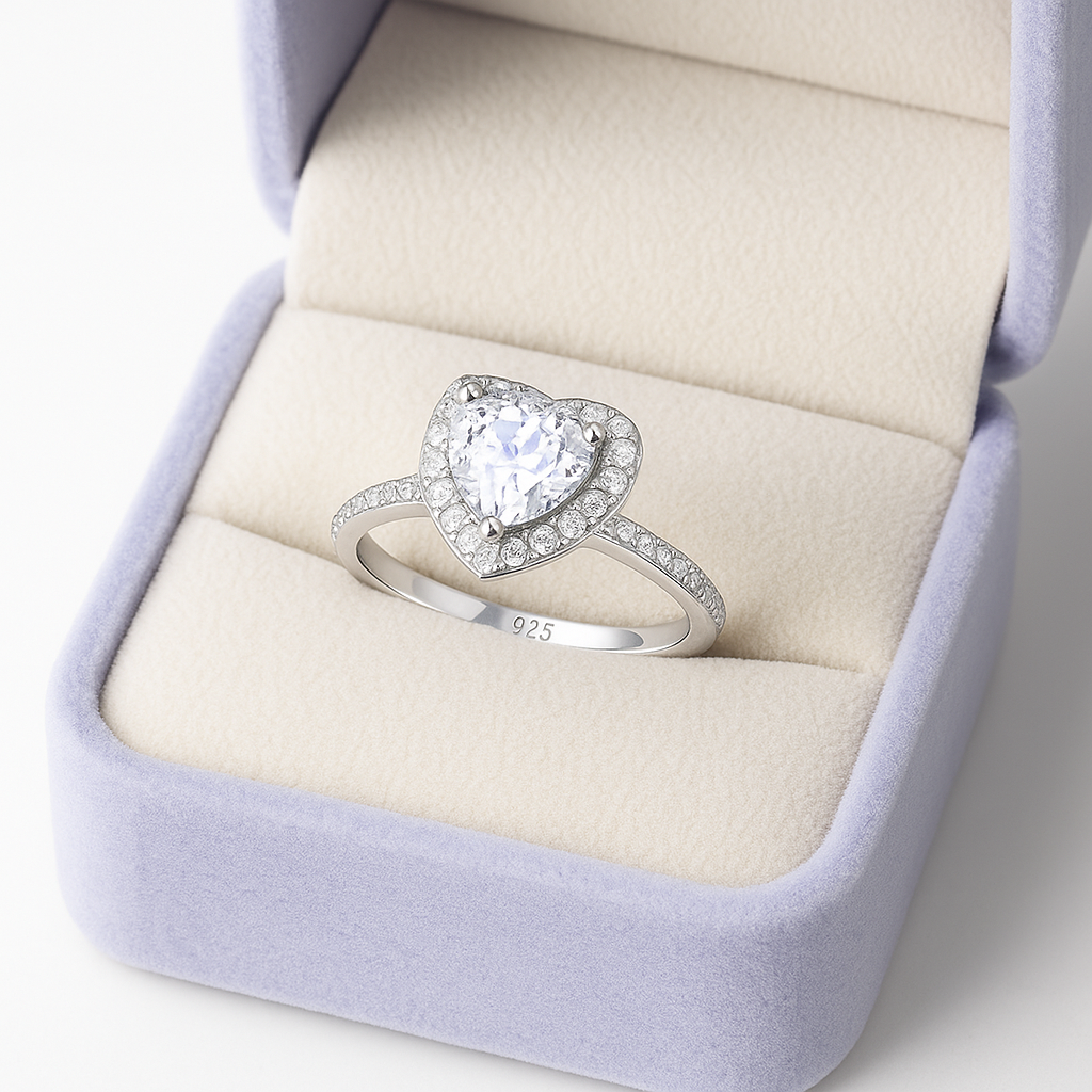 Pear Shaped Halo Ring with Sparkling Accents