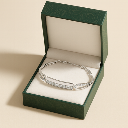 Silver CZ Bar Design Bracelet for Women