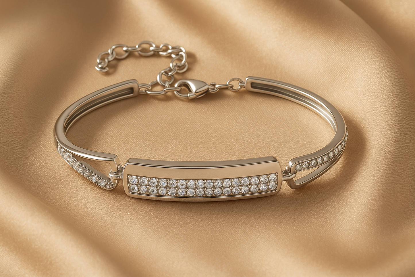 Silver CZ Bar Design Bracelet for Women