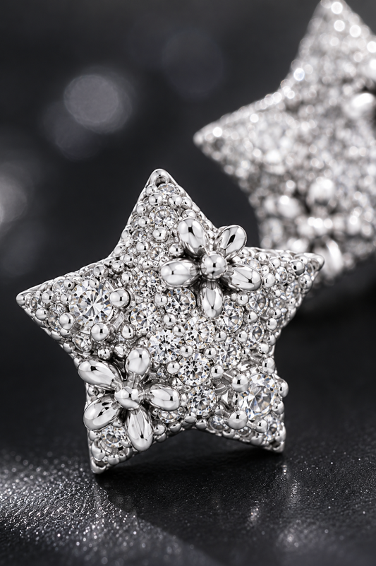 Silver-Tone Star Earrings