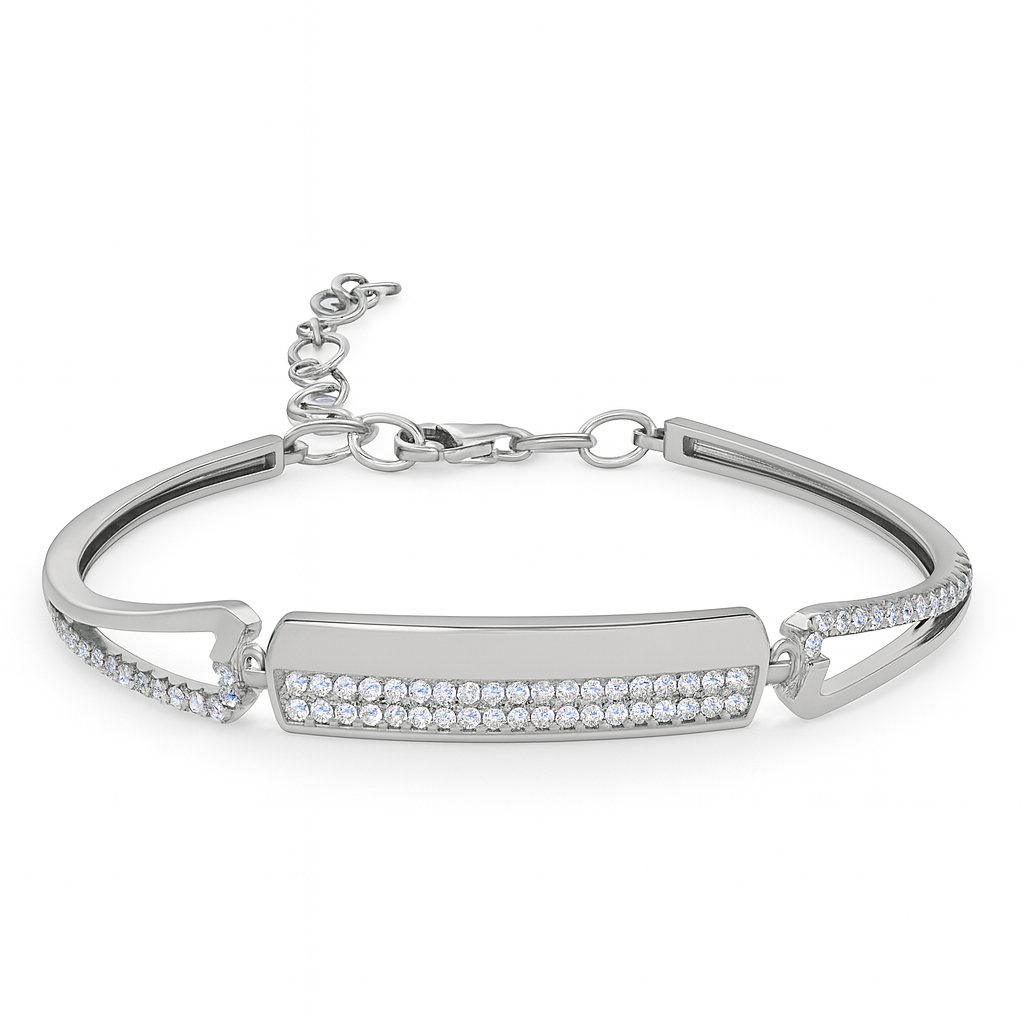 Silver CZ Bar Design Bracelet for Women