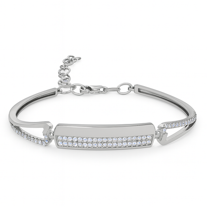 Silver CZ Bar Design Bracelet for Women