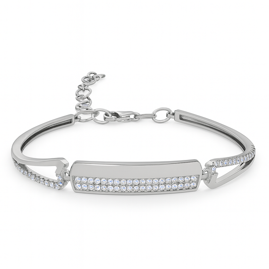 Silver CZ Bar Design Bracelet for Women