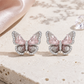 Pink Crystal Butterfly Earrings