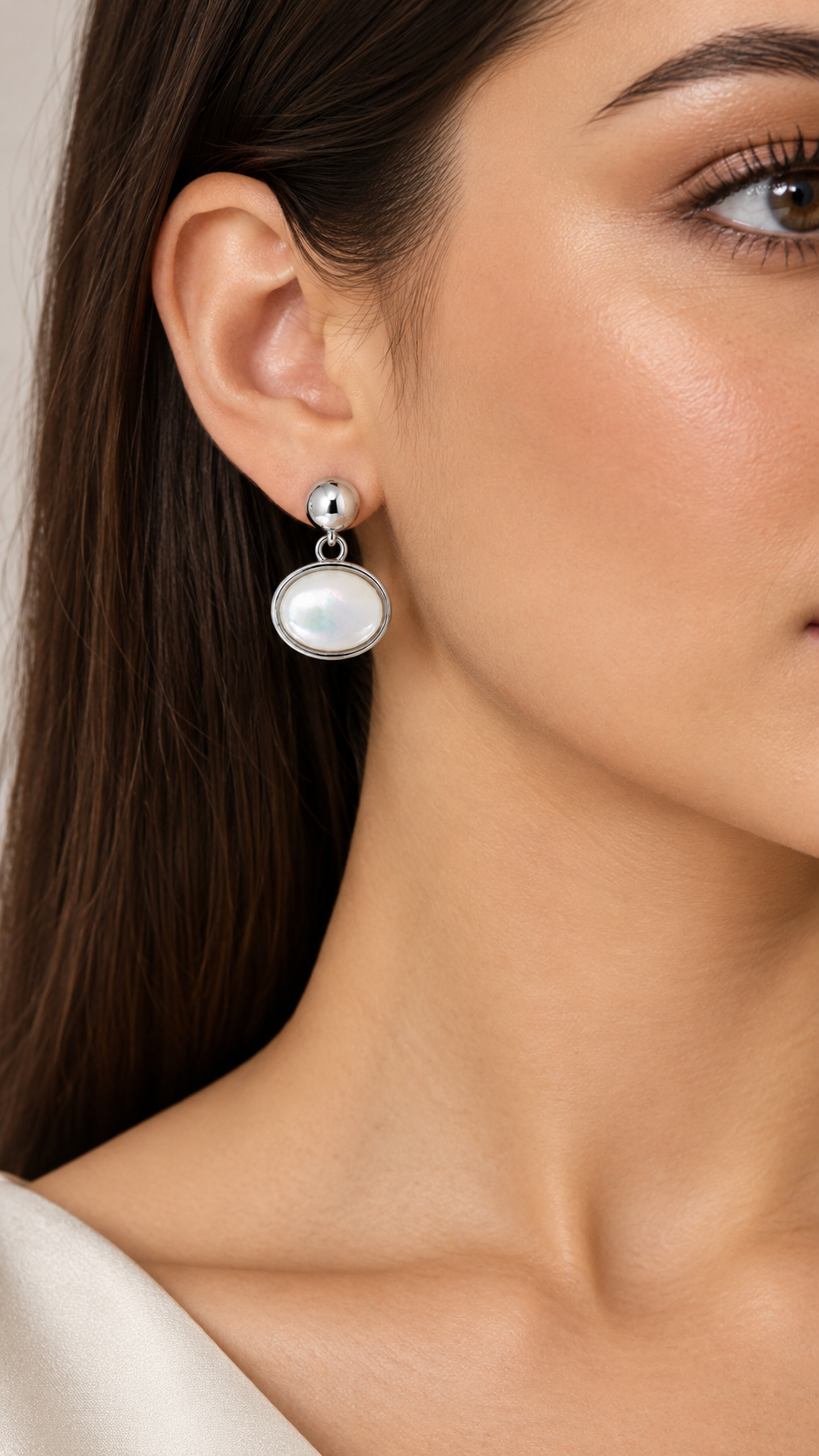 Silver Oval Earrings