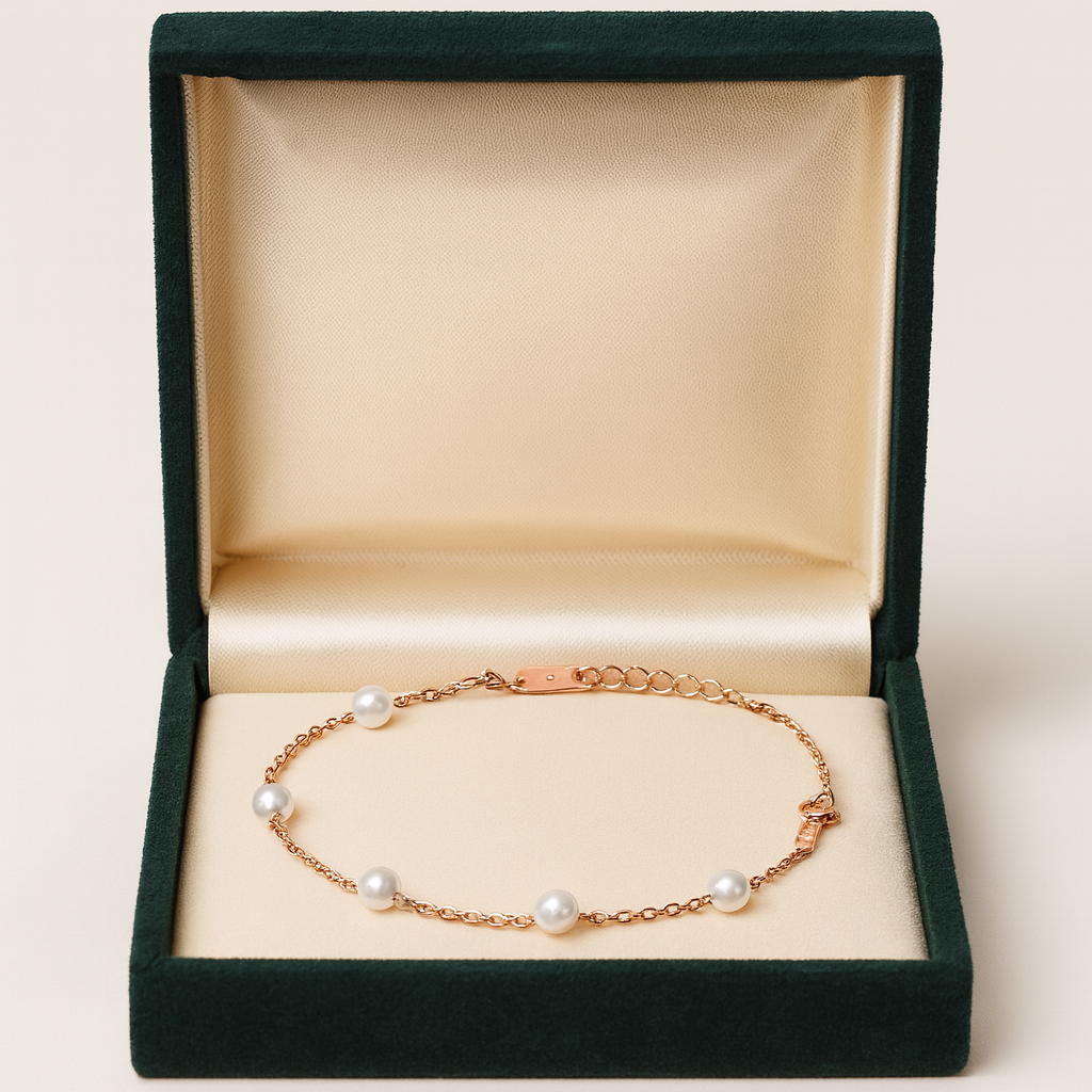 Silver Pearl Chain Bracelet for Women