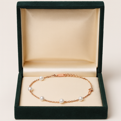 Silver Pearl Chain Bracelet for Women