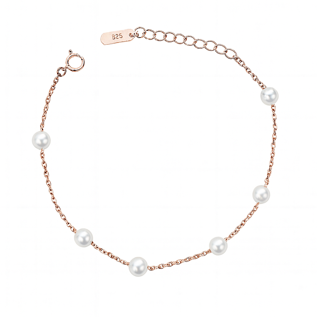 Silver Pearl Chain Bracelet for Women
