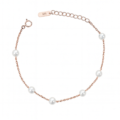Silver Pearl Chain Bracelet for Women