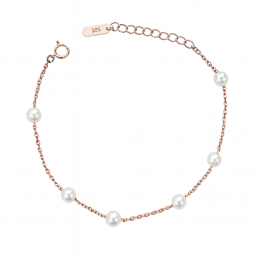 Silver Pearl Chain Bracelet for Women