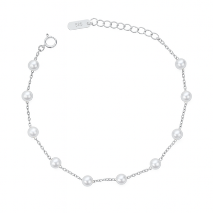 Silver Pearl Chain Bracelet for Women