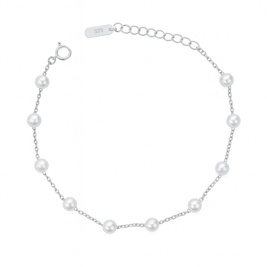 Silver Pearl Chain Bracelet for Women