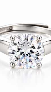 Silver CZ Classic Solitaire Adjustable Ring