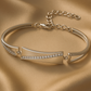 Silver Curve-Line CZ Bracelet for Women