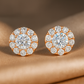 Rose Gold Halo Stud Earrings for Women | Sparkling CZ Round Cluster Design | Daily Wear & Gifting
